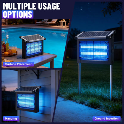 CXBER Solar Bug Zapper Outdoor, 4500V Mosquito & Fly Zapper with UV Light, Smart Auto Mode, 4000mAh USB-C Rechargeable Cordless Mosquito Killer Lamp, IP66 Waterproof for Patio Backyard Garden Camping