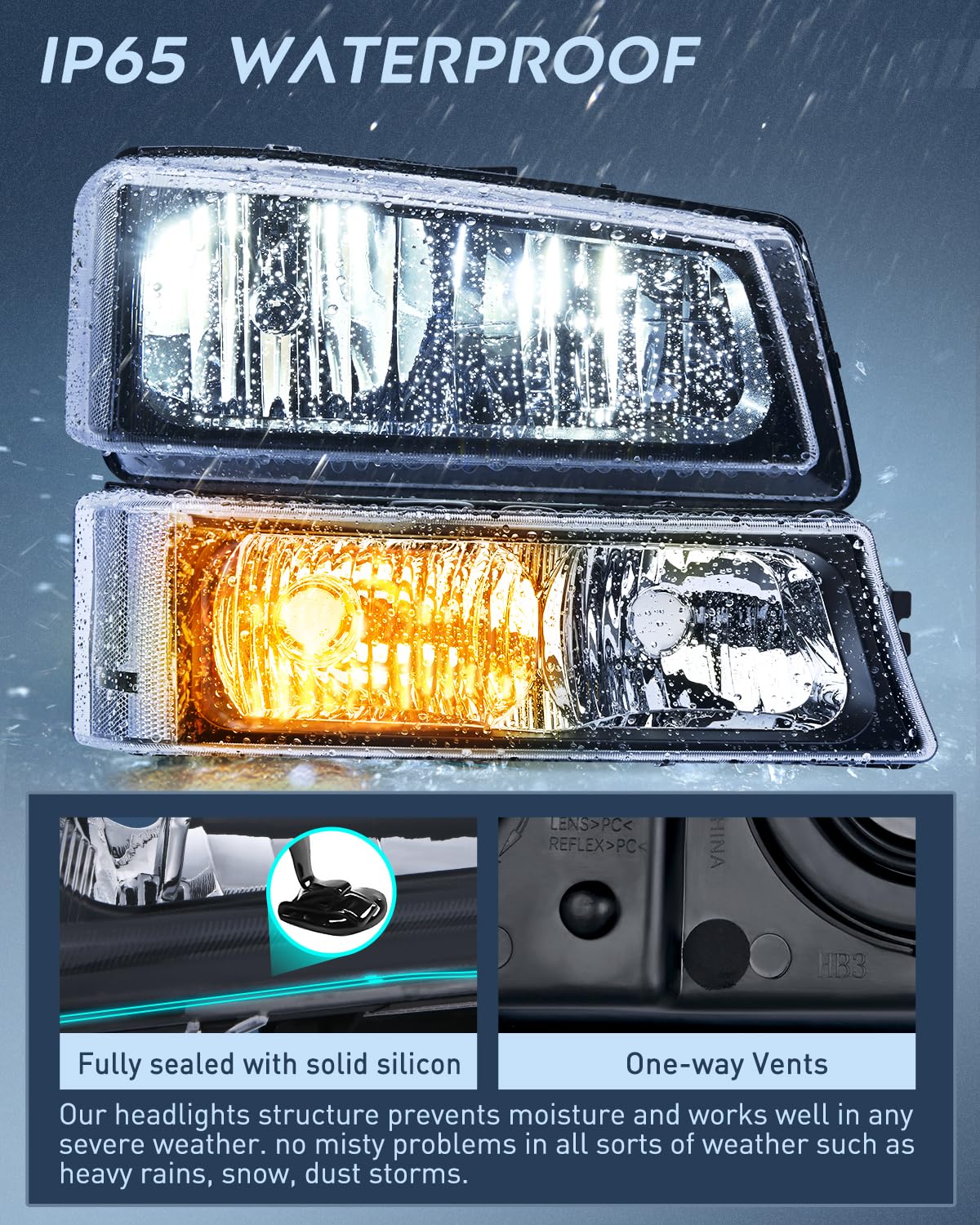 Nilight Headlight Assembly for 2003 2004 2005 2006 Chevy Silverado Avalanche 1500 1500HD 2500 2500HD 3500 Chevrolet Pickup Replacement Headlamp Housing Bumper Lamp Set