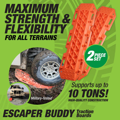 Maxsa 20333-CB Heavy-Duty Escaper Buddy Traction Mats for Off-Road Mud, Sand, & Snow Vehicle Extraction, Bendable, Unbreakable, Coyote Brown, 2 Pack