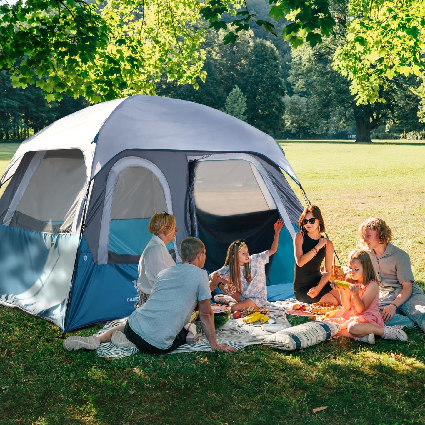 CAMEL CROWN 4/6 Person Instant Cabin Tent, Pop Up Windproof Tents for Camping, 60-Second Setup Family Tent with Carry Bag for Outdoor Hiking