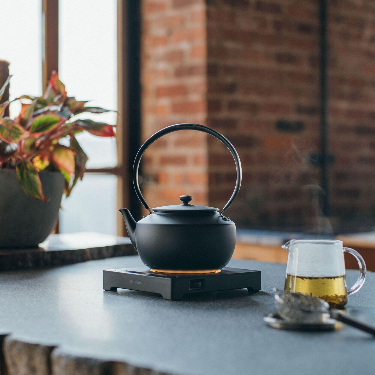 BALMUDA Combo Pack: MoonKettle Black & The Lantern Gray | Electric Kettle with Temp Control & Rechargeable LED Lantern