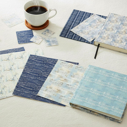 MerwDeeyt Floral Scrapbook Paper 12x12 In and 6x6 In Pack, 48 Sheets Double Sided Decorative Papers Spring Flower Patterned Craft Paper for Scrapbooking Card Making Journaling Decor (Blue)