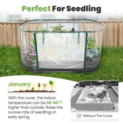 KING BIRD Raised Garden Bed with Cover Galvanized Oval Planter Garden Box Outdoor for Gardening, Vegetables, Flowers, Clear