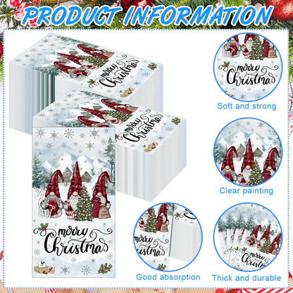 Saypacck 100 Pcs Christmas Winter Disposable Paper Guest Towels for Bathroom 2 Ply Decorative Gnome Napkins Christmas Hand Towels Xmas Napkins for Decoupage Winter Party Kitchen Dinner Table Decor