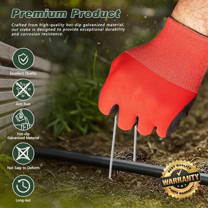Feed Garden 4-Inch Galvanized Landscape Staples - 50 Pack Anti-Rust Garden Stakes for Weed Barrier Fabric