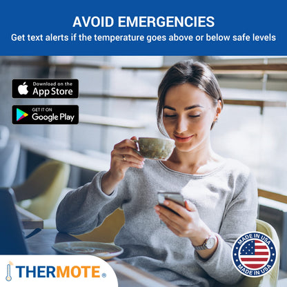 Zynect Thermote Wireless Remote Temperature Sensor. WiFi Thermometer Temperature Monitor. 24/7 Text/email alerts. Monitoring and History. Water/Dust Proof. No Subscription/Monthly Fees. Made in USA.