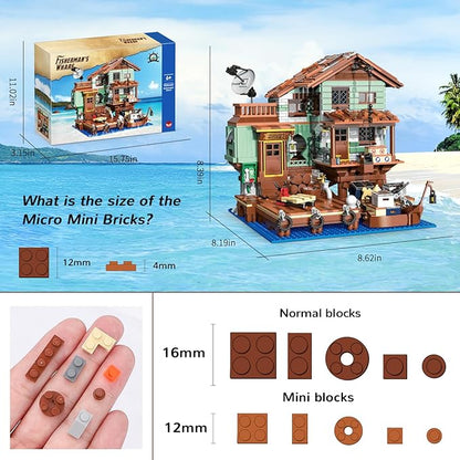 Fisherman's Wharf House Mini Bricks Building Kit Ideas Creative Architecture Building Toys Birthday Gift for Adult Boys Girls -2046 Pieces (Not Compatible with Lego Set)