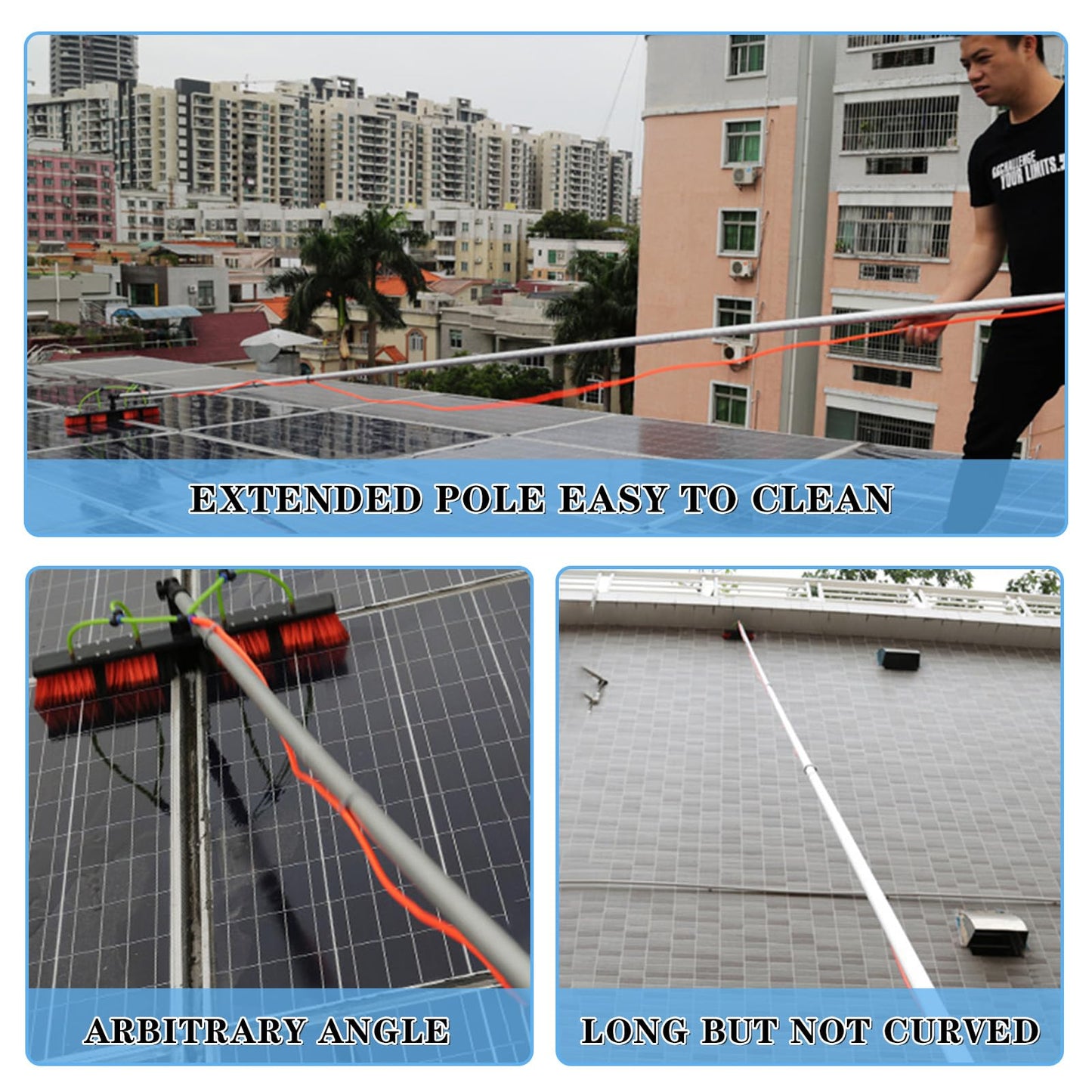 35 FT Water Fed Pole Kit Adjustable Solar Panel Cleaning Kit Cleaner Tool for Window Glass Roof Outdoor Glass Brush Window Washing Equipment (35FT)