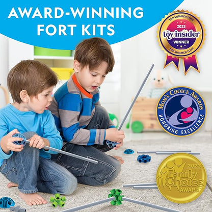 NATIONAL GEOGRAPHIC Kids Fort Building Kit - 135-Piece Indoor Fort Builder Creative Play STEM Building Toys for Kids Ages 6 7 8 9 10 11 12 Blanket Fort (Amazon Exclusive)