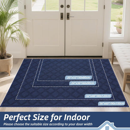 BEQHAUSE Dirt Trapper Door Mat - Non-Slip, Washable, Absorbent Entrance Mat | 36" x 60", Blue