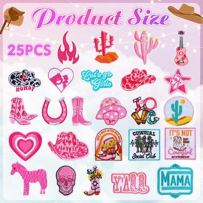 Hercicy 35PCS Western Cowgirl Trucker Hats DIY Kits, Sublimation Blank Baseball Caps Trucker Hat with Western Iron On Patches Pink Cowgirl Embroidered Patches for Bridal Shower Birthday Party
