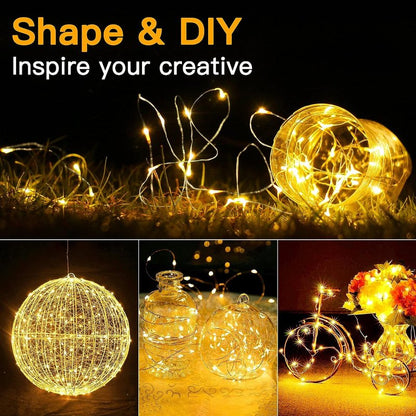 20 Pack Fairy Lights Battery Operated 7ft 20 LED Mini String Lights Twinkle Lights Silver Wire Firefly Starry Lights for Mason Jars Wedding Party Christmas Centerpiece Table Decorations, Warm White