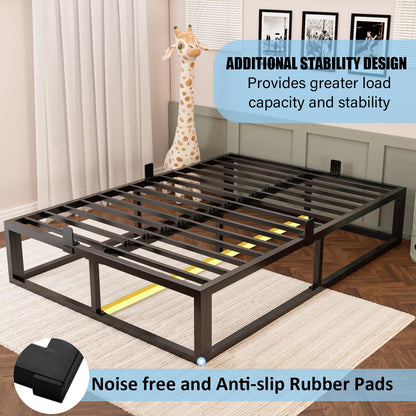 Bilily 14 Inch Full Bed Frame with Sturdy Steel Slat Support,Heavy Duty Metal Platform Full Size Mattress Foundation,No Box Spring Needed,Easy Assembly,Noise Free,Black