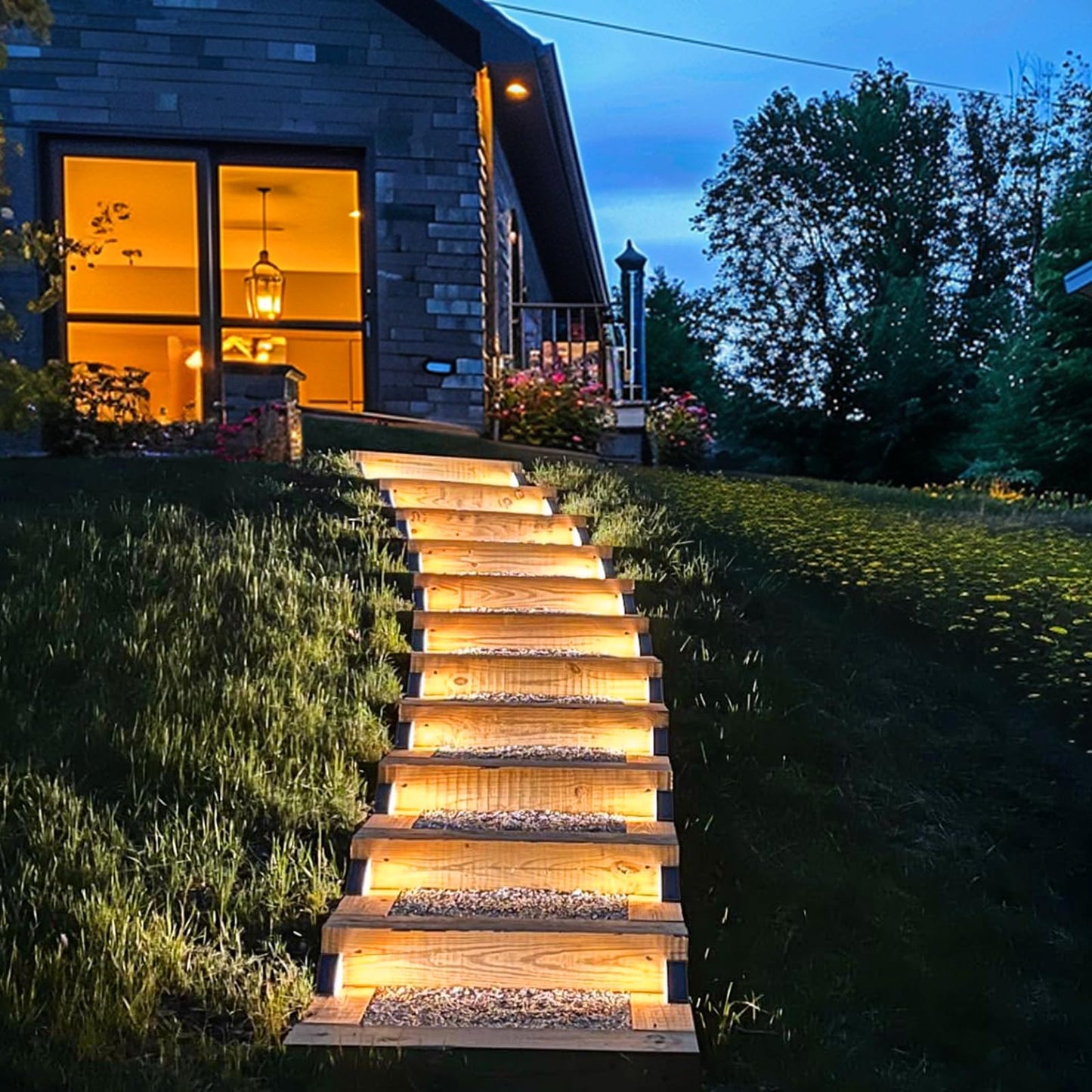 JOFIOS Solar Step Lights for Outside,24pack Solar Stair Lights Outdoor Waterproof IP67,Outdoor Deck Step Light,Solar Outdoor Lights for Staircase,Patio(Warm Brown)