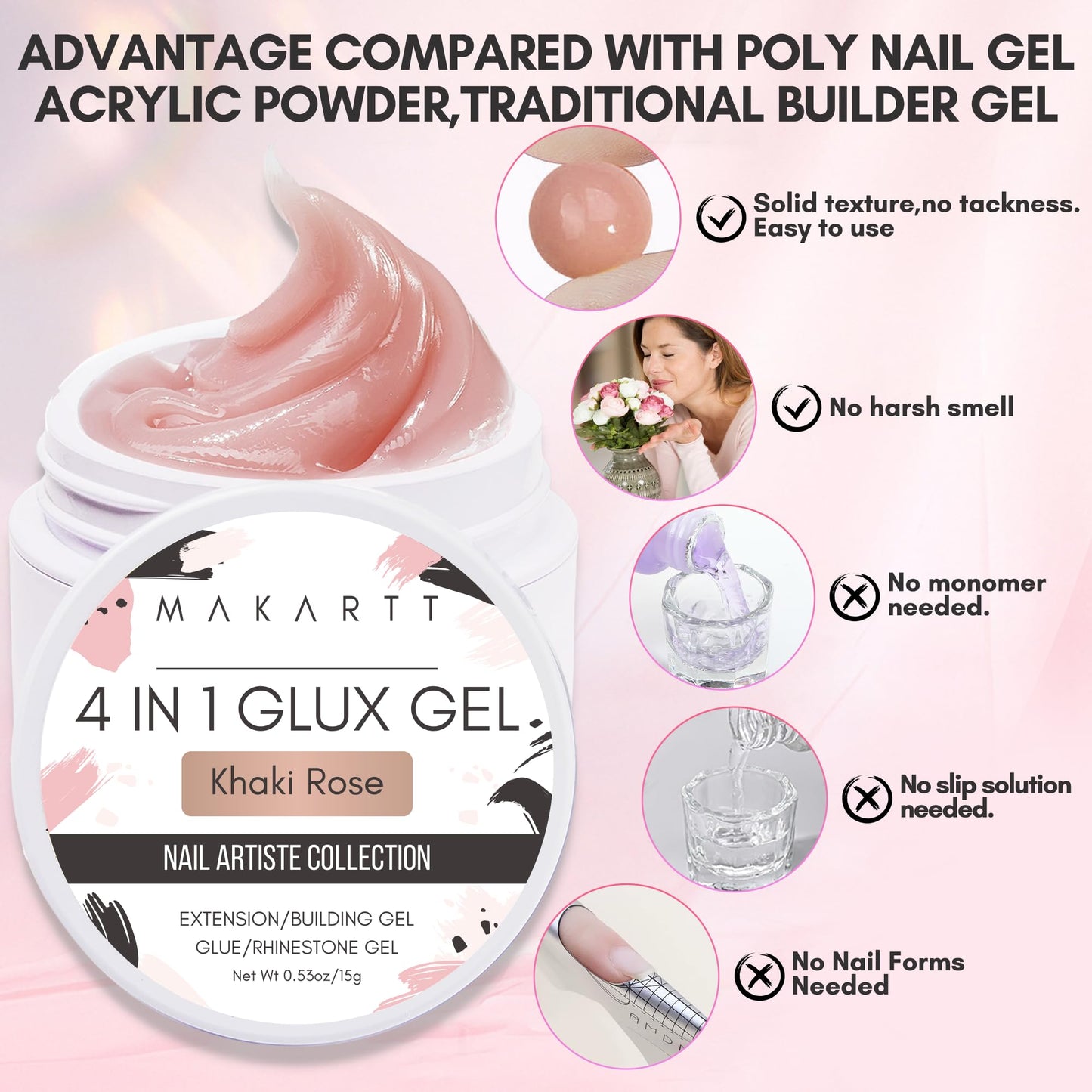 Makartt Clear Gel Builder Kit: Self-Levelling, Long Lasting Extension Hard Gels for Strengthener, Broken Nails Repair Gel Kit with Paper Forms, Dual forms, Nail File and Dual-End Brush 1.06 oz