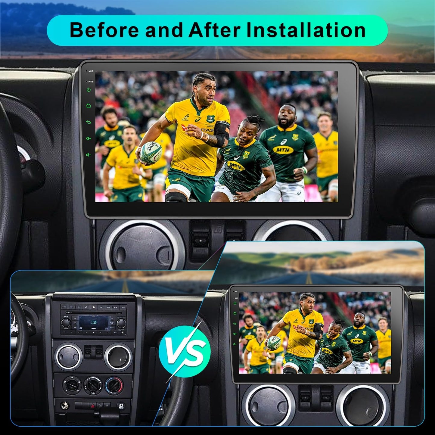 Liunx Car Radio for Jeep Wrangler JK Compass Grand Cherokee Dodge Ram Upgrade Stereo Wireless CarPlay Android Auto,10 '' Touchscreen Head Unit Bluetooth Mirror Link AM/FM SWC