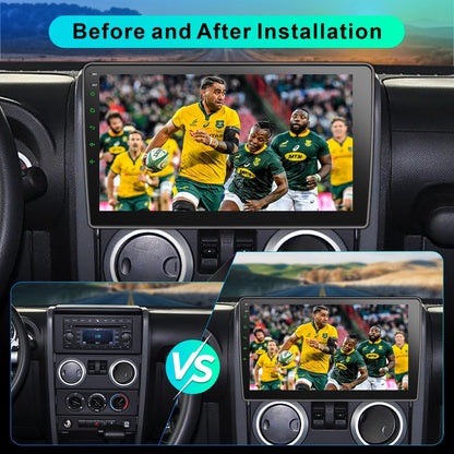 Liunx Car Radio for Jeep Wrangler JK Compass Grand Cherokee Dodge Ram Upgrade Stereo Wireless CarPlay Android Auto,10 '' Touchscreen Head Unit Bluetooth Mirror Link AM/FM SWC