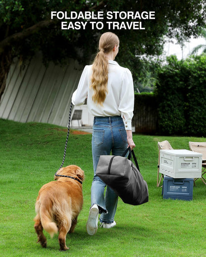 33 x 25 x 25 Inch Collapsible Soft Dog Crate for Dogs Up to 70 lbs, Portable Travel Pet Kennel with 4 Zip Doors, Foldable Indoor Outdoor Crate with Mat, Carry Bag, Grey