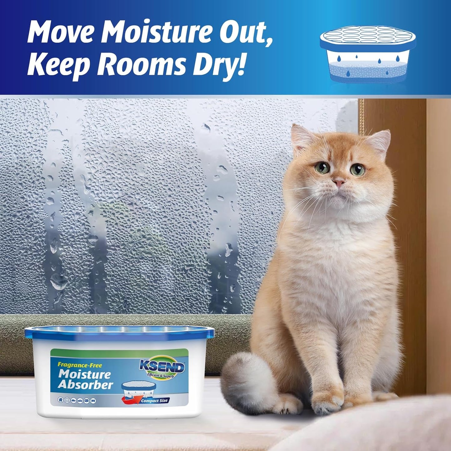 Ksend Moisture Absorbers - Efficient Humidity Control Dehumidifier | 12 Pack, Fragrance-Free, 6.4oz
