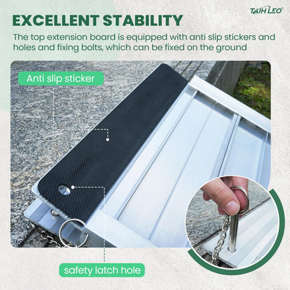 TaiH Leo 4 Feet Portable Wheelchair Ramp, Lightweight Aluminum Folding Handicap Ramp with Handle, Non-Slip Door Threshold Wheelchair Ramps for Home, Wheel Chair Ramp for Home Steps, Stairs, Doorways