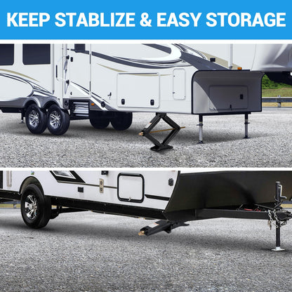 Garvee 30 in RV Scissor Jack - 7500lb Heavy Duty Leveling Stabilizer with Crank Handle, Stable Base, 4 in-30 in Adjustable Height, Powder Coated Steel for Travel Trailers, RVs & Campers - 4 Pack