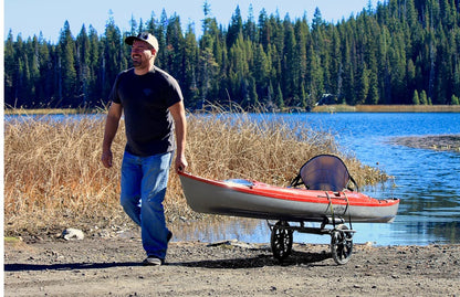Suspenz Kayak Canoe Transport Cart, All-Terrain Super Duty Trolley Carrier with No-Flat Airless Wheels and Kickstand, 350 lb Load Capacity, Black (22-9908)