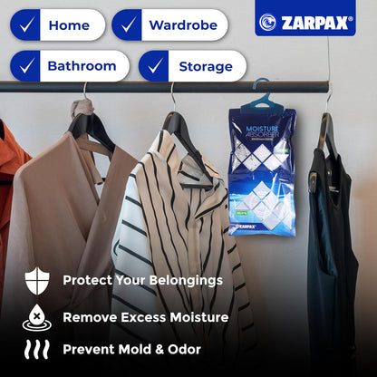 ZARPAX Activated Charcoal Moisture Absorber - 10.6 oz | Dehumidifier Bags for Bathroom, Closet & Kitchen | Eliminates Humidity & Odors | Set of 10