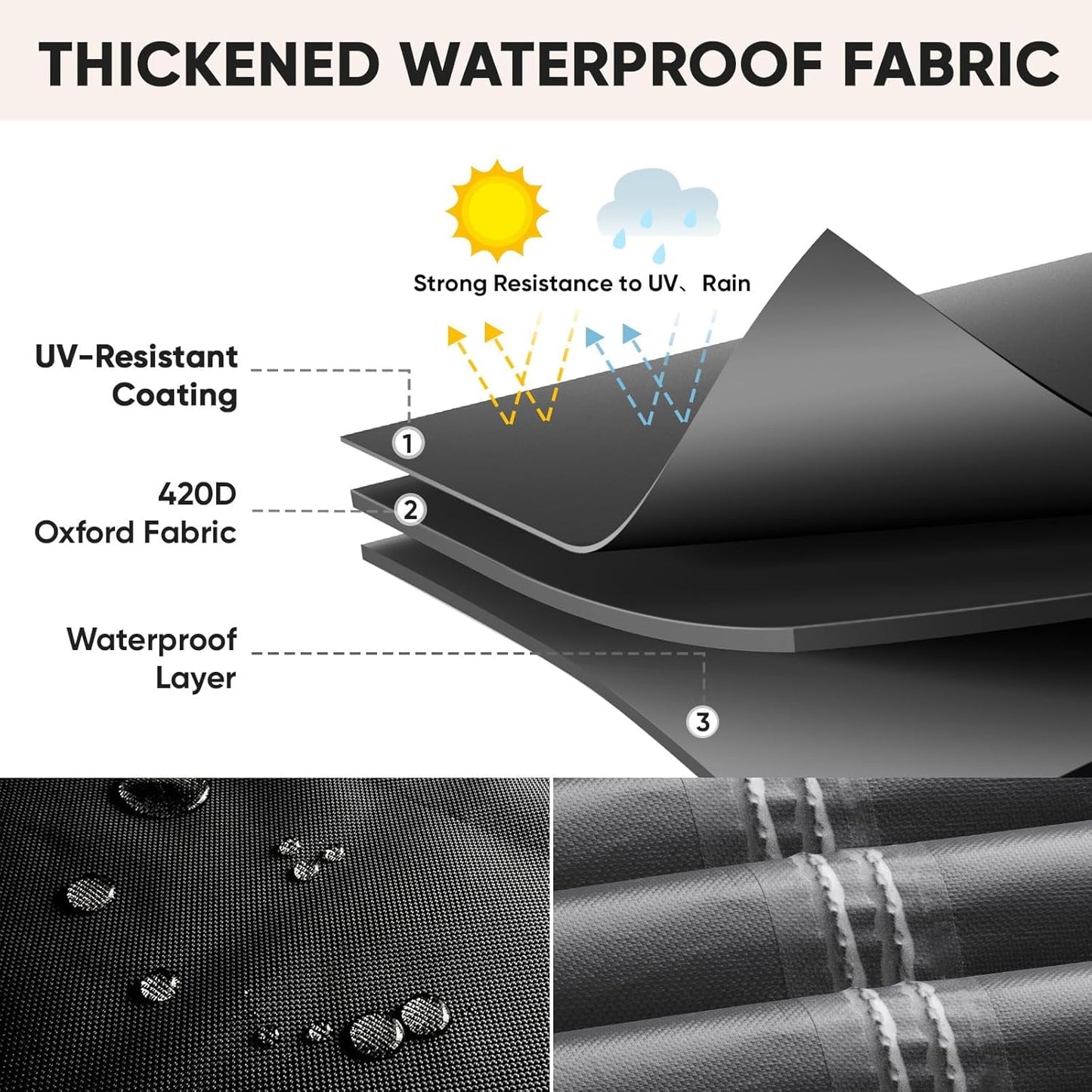 BALEINE Outdoor Furniture Covers - Heavy Duty Waterproof Oxford Table Cover | Black, 108"L x 82"W x 28"H