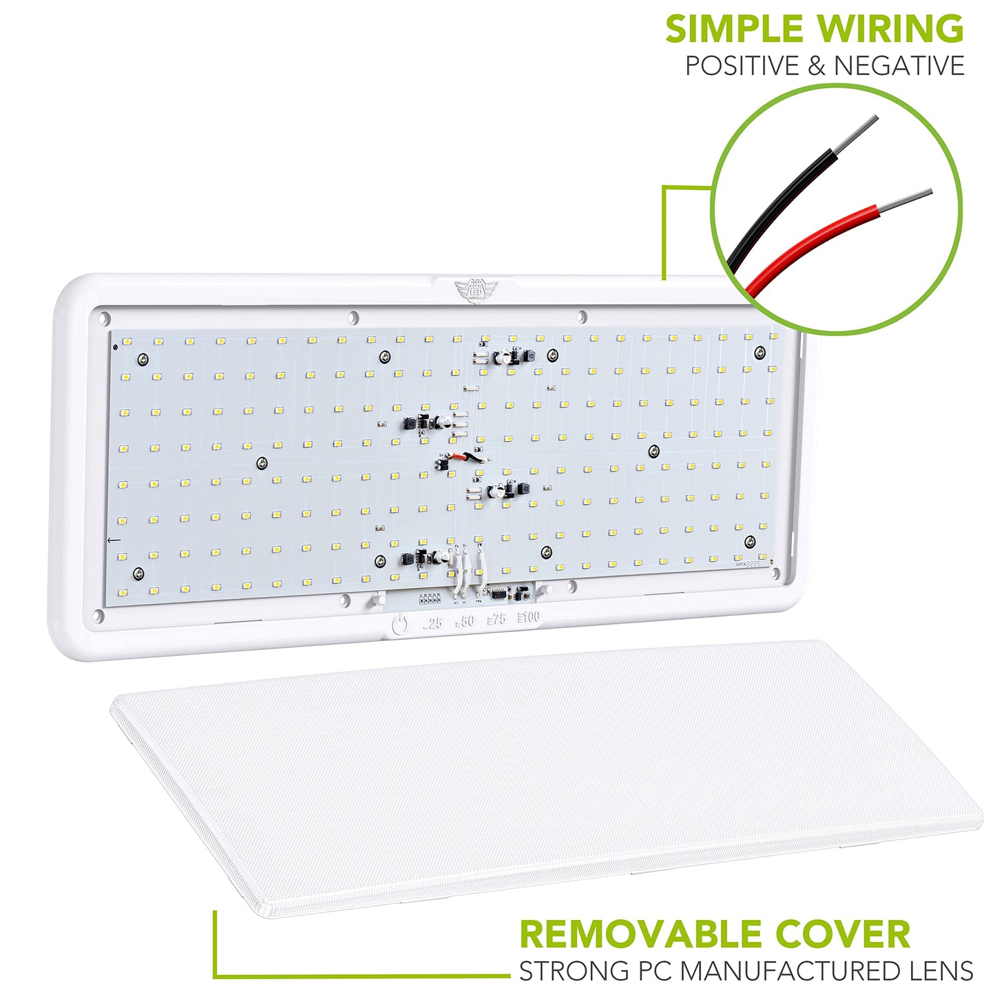 Leisure LED RV LED Ceiling Light 21" x 8" Fixture 2000 Lumen with Touch Dimmer Switch Interior Lighting for Car/RV/Trailer/Camper/Boat DC 12V Natural White 4000-4500K (4 Pack)