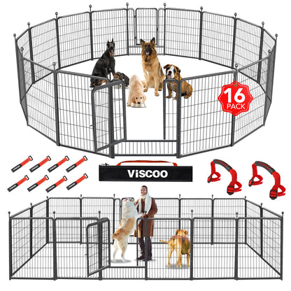 VISCOO Dog Playpen Outdoor, 16 Panels 40" High Metal Dog Fence with Gate, Pet Fence for Large/Small Dogs, Portable Dog Fence for RV Camping, Yard