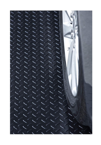 RESILIA Heavy Duty Garage Floor Runner & Protector Mat - Slip Resistant Diamond Plate PVC Mats - Water, Spill, & Stain Resistant, Black (4 feet x 20 feet), Made in The USA
