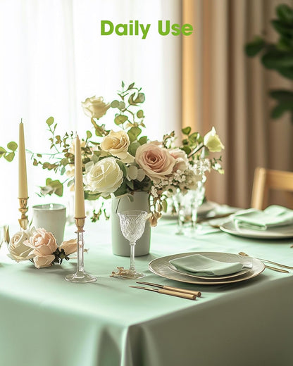 Pureegg Disposable Plastic Tablecloths - 54 x 108 Inch, Leakproof & Sturdy, Sage Green | 8 Pack for Easter Parties