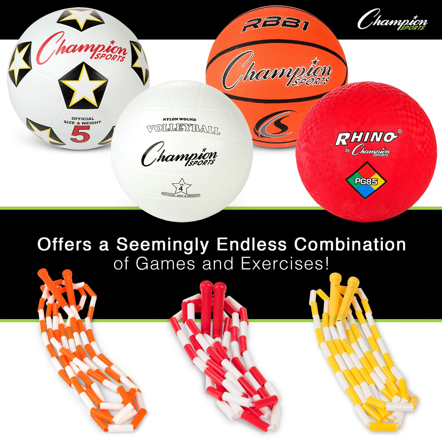 Champion Sports Physical Education Variety Playground Activity Set,White
