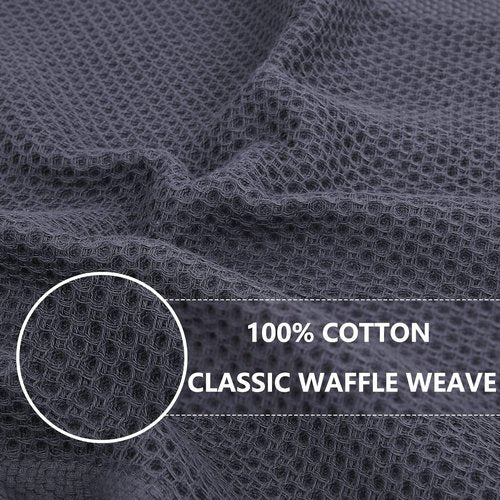 Homaxy 100% Cotton Oversized Waffle Weave Kitchen Dish Towels, Ultra Soft Absorbent Quick Drying Cleaning Towel, 20 x 28 Inches, 4-Pack, Dark Grey