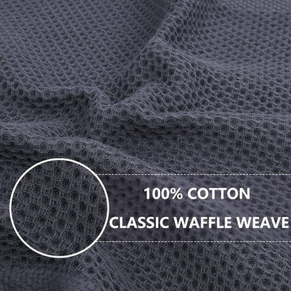 Homaxy 100% Cotton Waffle Weave Kitchen Dish Cloths, Ultra Soft Absorbent Quick Drying Dish Towels, 12 x 12 Inches, 24-Pack, Dark Grey