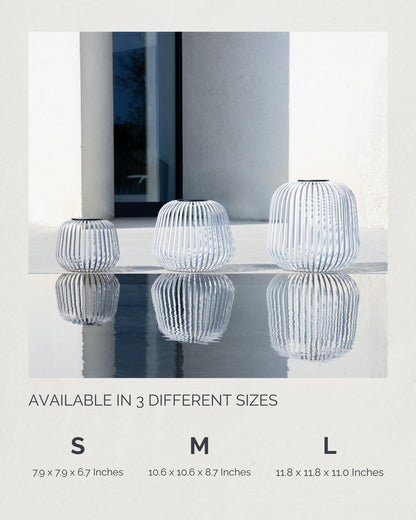 LUUK Studio Solis Wireless Solar LED Accent Lamp, Warm White Dimmable Light, Water Resistant, Indoor Outdoor Use, USB-C Rechargeable, Living Room, Patio, Soft Luxury Style, White, Size L