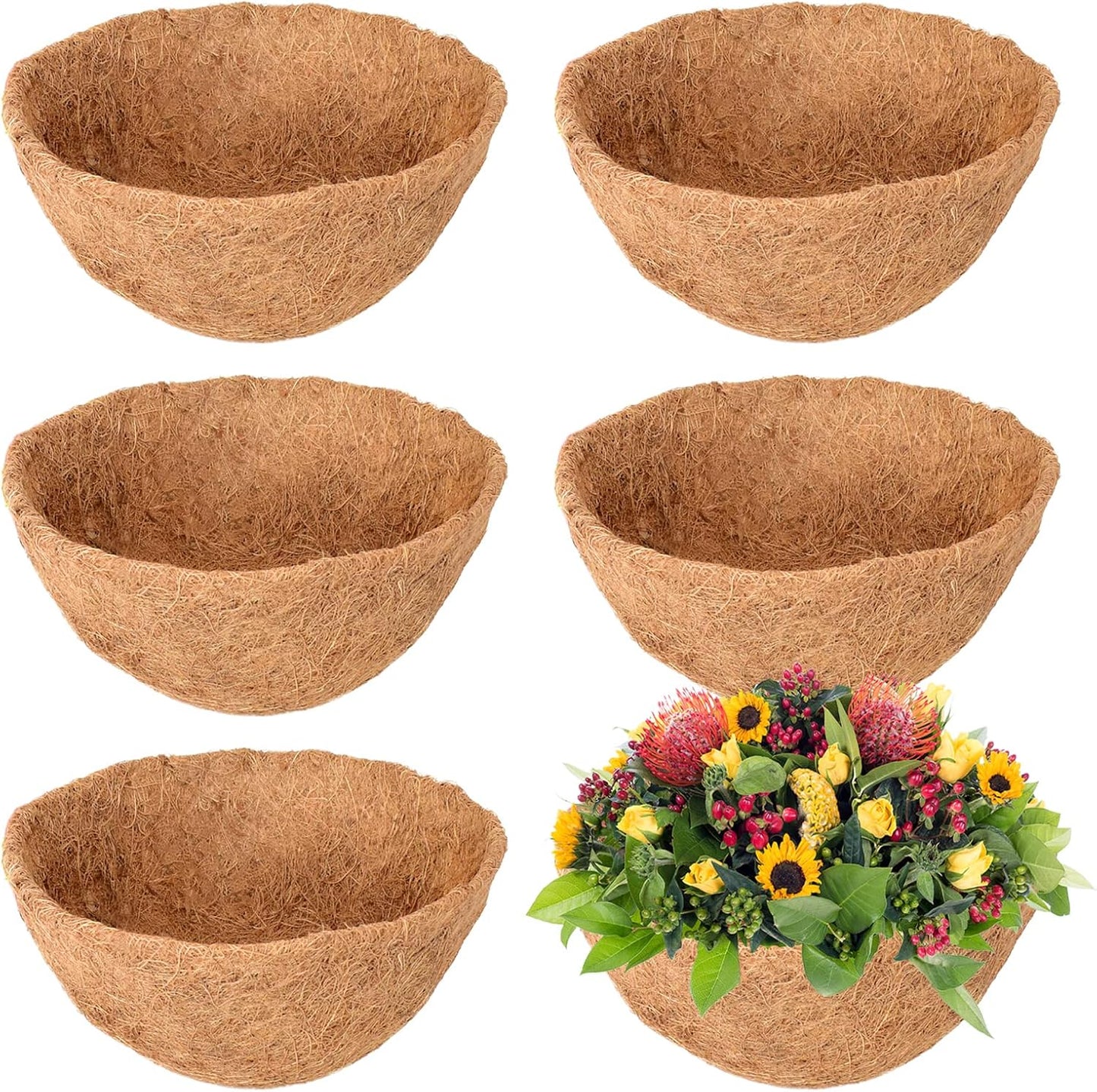 Legigo 8-Inch Coco Fiber Hanging Basket Liners - 100% Natural Coconut Replacement for Flowers & Vegetables