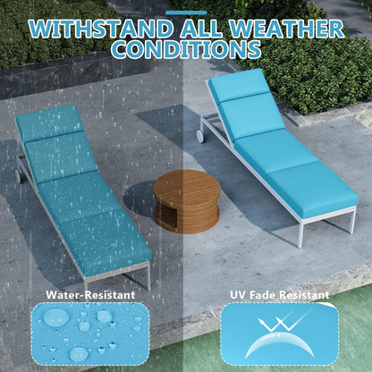 2 Pcs Chaise Lounge Cushions Outdoor, 72 x 21 x 4 Inch Lounge Chair Cushions for Outdoor Furniture - Waterproof Lounge Patio Replacement Cushion, 4In Fade-Resistant ThickPatio Chaise Lounge Cushion