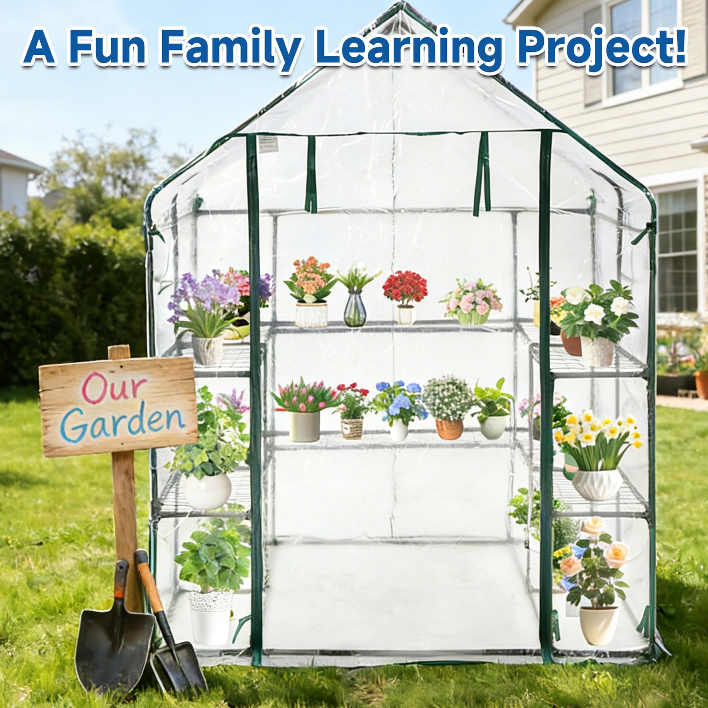 SUNGIFT Greenhouses for Outdoors, Upgraded PVC Cover Walk-in Greenhouse Kit 57x61x80 Inch, Zippered Windows Mesh Door, Plant Garden Hot House for Outside, Clear
