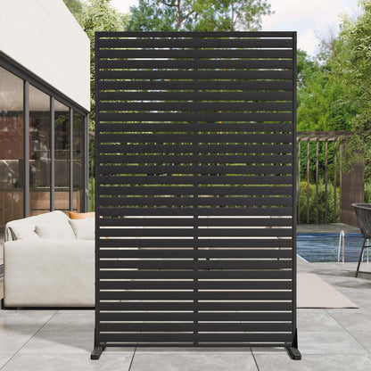 Diyfire Outdoor Privacy Screen 72" Decorative Fence Panel, Air Conditioner Fence, Freestanding Privacy Screens with Stand, Weather-Resistant Patio Divider Panel for Outside, Balcony, Pool, Black
