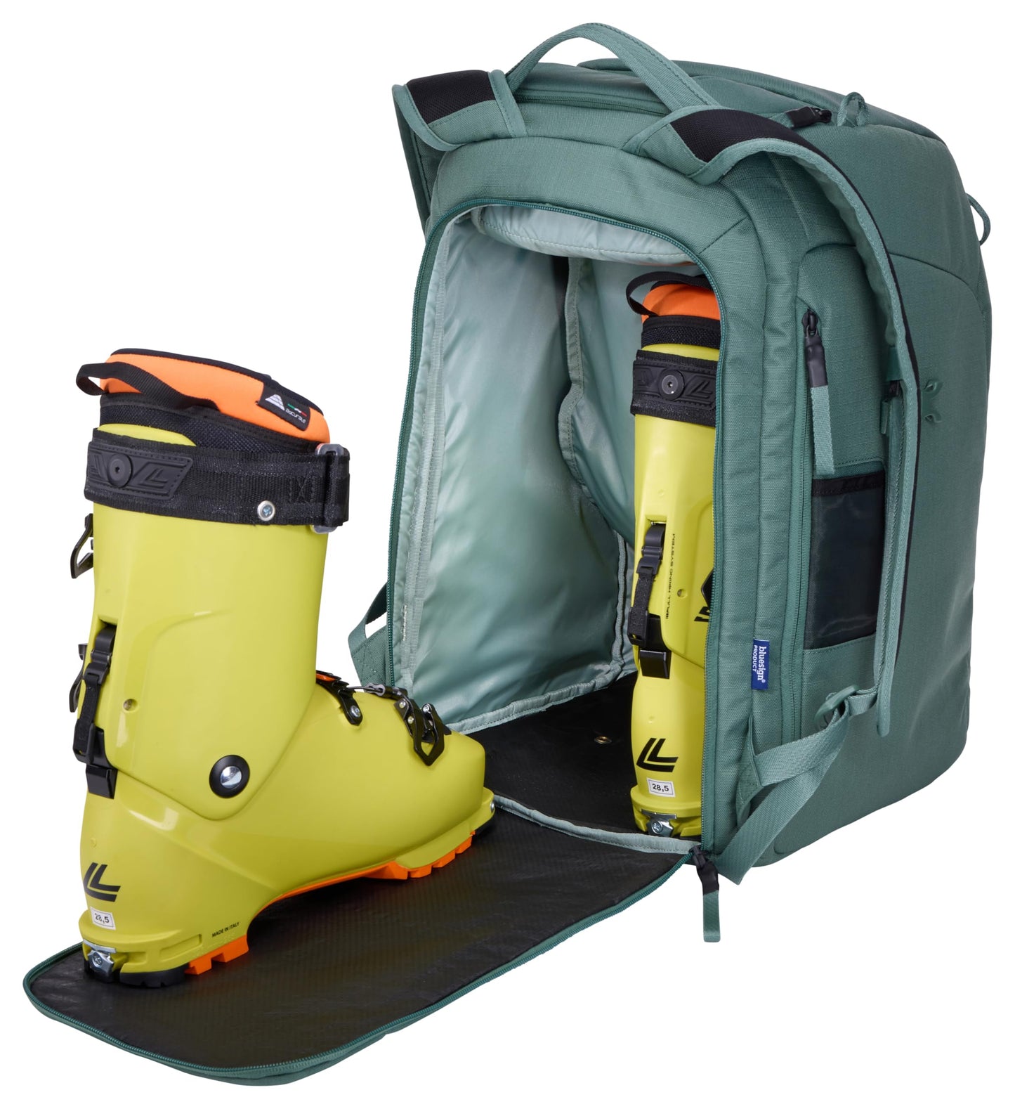 Thule RoundTrip 45L Boot Backpack - Storage compartments to organize and protect gear - Boot bag for ski and snowboard travel - Soft pocket for goggles and helmet - Built in standing pad