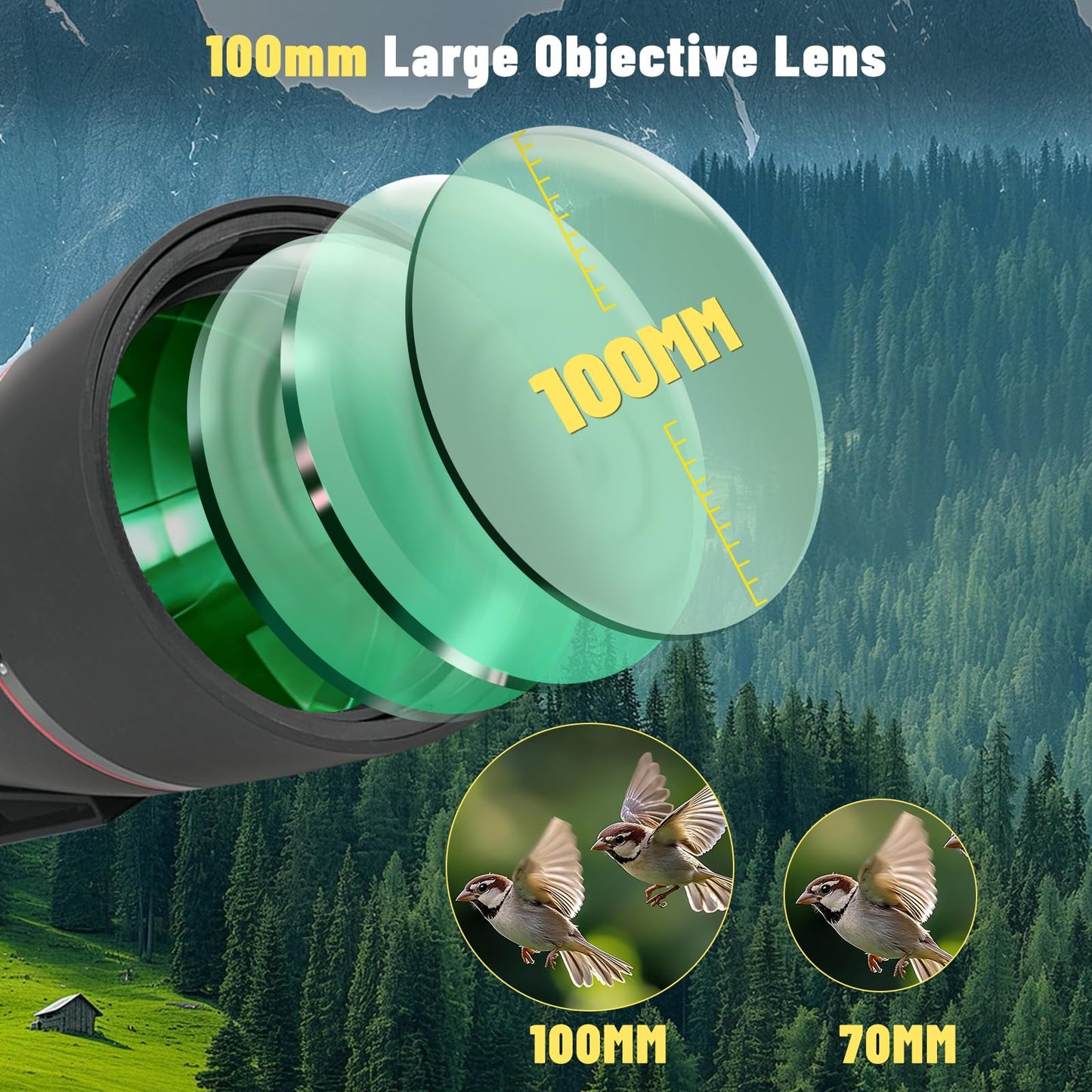 BOSTRON 25-75x100 Spotting Scope, BAK4 FMC Waterproof Spotter Scope with Tripod Phone Adapter, for Target Shooting Hunting Wildlife Bird Watching