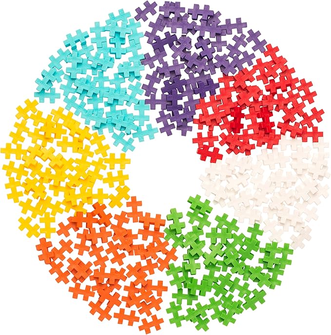 PLUS PLUS 240 Piece Interlocking Building Blocks for Kids Open Ended Connecting Toys STEM Bin Mini Manipulatives - Rainbow Mix Play Tube &amp Baseplate