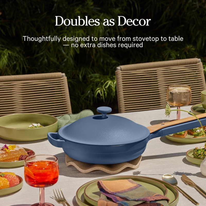 Our Place Mini Always Pan | 8.5" Ceramic Pan with Modular Lid & Beechwood Spatula | Patented 10-in-1 Nonstick, Non-Toxic Cookware Made Without PFAS | Induction & Oven-Safe up to 450°F | Blue Salt