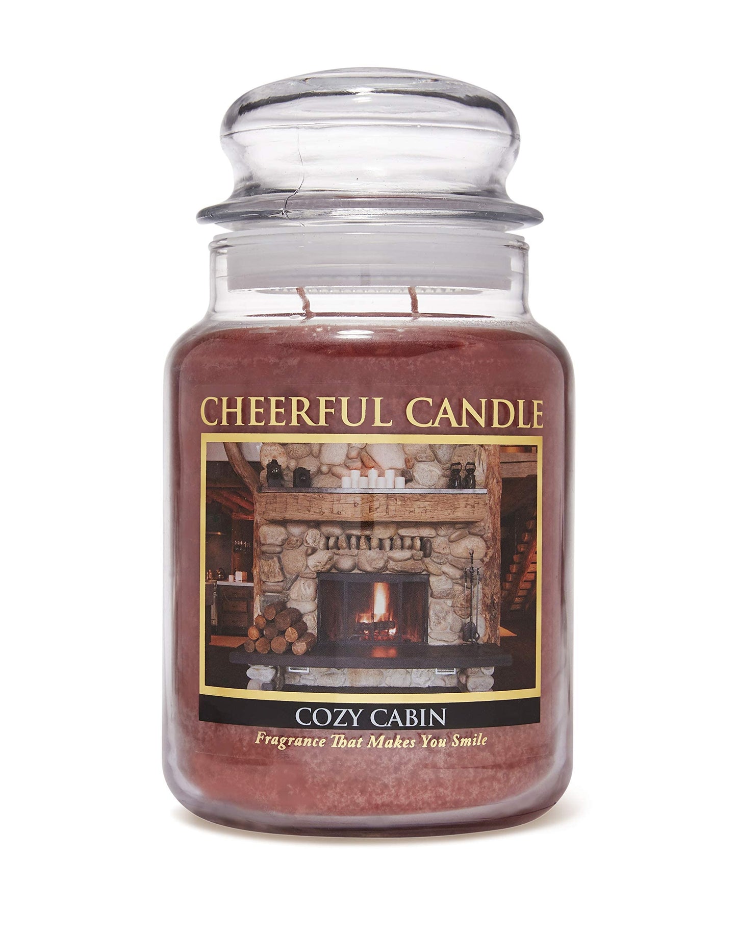 A Cheerful Giver - Cozy Cabin Scented Glass Jar Candle (24 oz) with Lid & True to Life Fragrance Made in USA