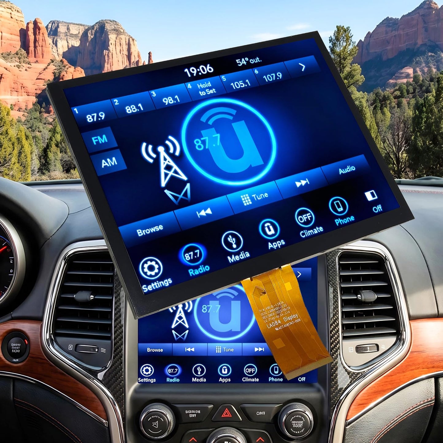 8.4 Uconnect Screen Replacement 4C UAQ LCD Touch Screen Radio for Dodge Ram Chrysler Jeep Charger 2017-2022, 2026 New Chip Upgrade Gel Free #LA084X01(SL)(02)
