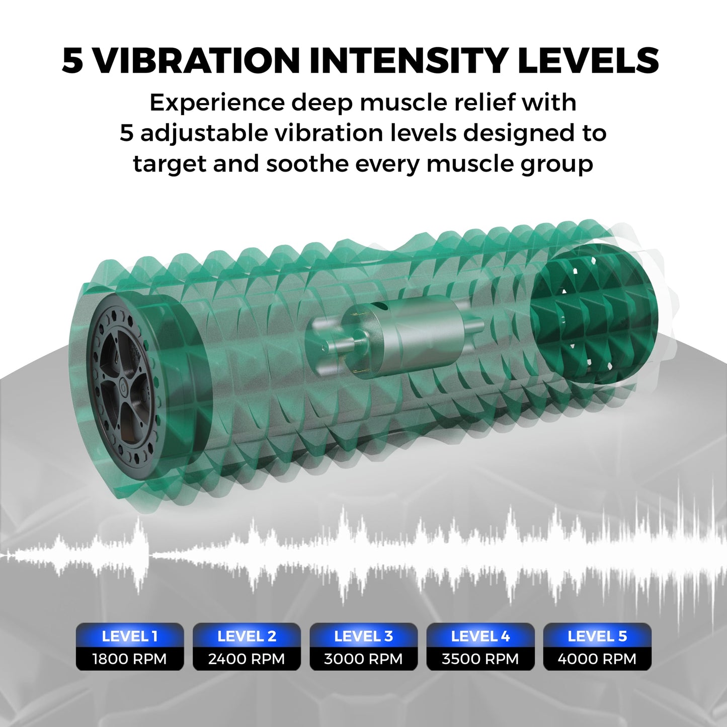 Nordic Lifting Vibrating Foam Roller w/ 5-Speed Vibration – High-Density EVA Foam for Deep Tissue Massage, Relaxation & Mobility Support – Green