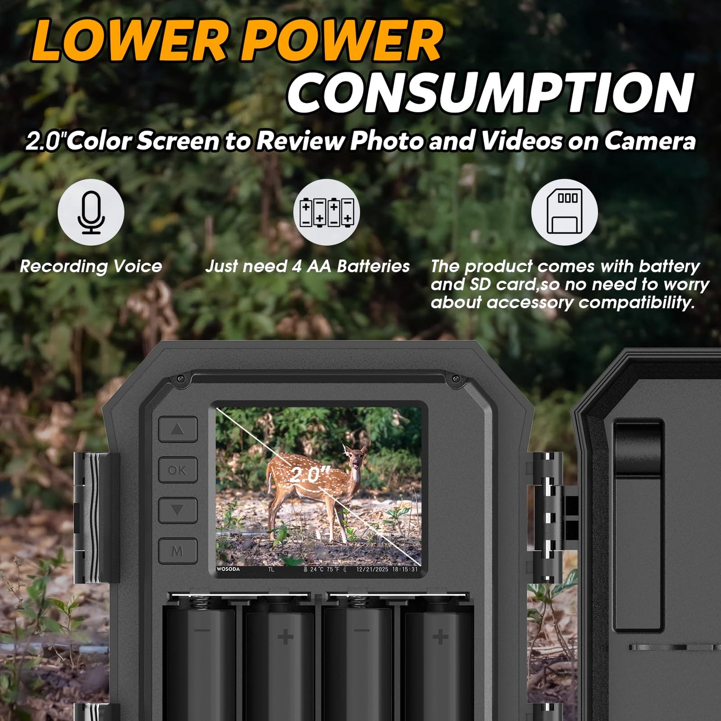 WOSODA ﻿3 Pack Trail Cameras, 48MP 4K No-Glow Night Vision Game Camera, Trail Cam with Motion Activated, IP66 Waterproof,2''LCD Screen,120° Wide Lens Wildlife Camera,Outdoor Scouting & Security