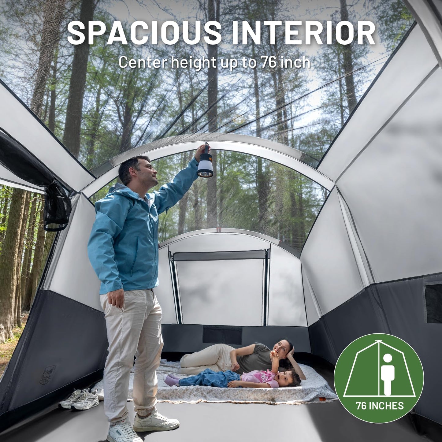 TIMBER RIDGE 8 Person Family Camping Tent with Screen Room, Double Layer Waterproof Weather Resistant Big Tunnel Tent with Rainfly Carry Bag, Large Family Tent for Outdoor Party 20ft x 8ft x 76in
