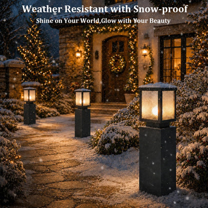 Outdoor Landscape Path Light Modern Black Waterproof Bollard Light Outside Housing Pathway Light Aluminum Walkway Lighting Hardwired E26 Sideway Post Pole Lighting Patio Porch Exterior Lawn Floor Lamp